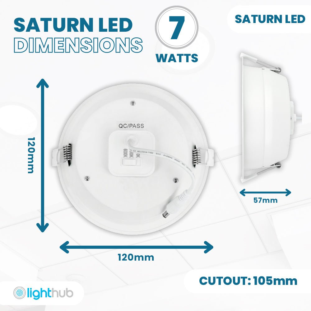 SATURN LED Recessed Round Dimmable Commercial Downlight Fitting | 7W 750lm | CCT Tri - Colour | IP44 | Standard - LightHub Direct