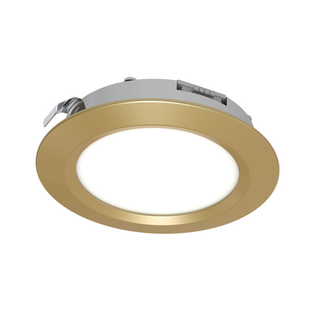 Round Under Cabinet Puck Light | Recessed | 3W 12V 4CCT | Brushed Brass - LightHub Direct