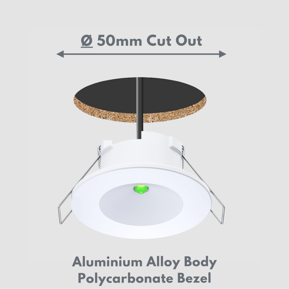 AXIO Mini Non Maintained LED Downlight Pin Spot Light | LED 2W 150lm | 6500K Daylight | IP20 | 3hr Emergency - LightHub Direct