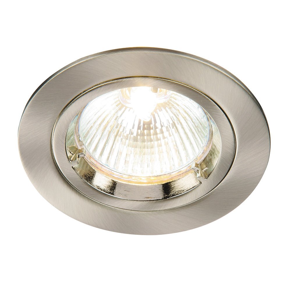 LED Fixed Recessed Dimmable Downlight Fitting | 6W GU10 | 6000K Daylight White | IP20 | Brushed Chrome - LightHub Direct