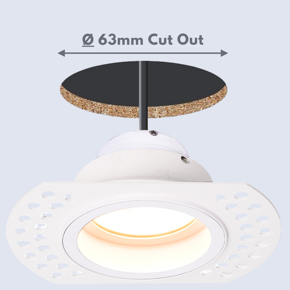 LIMA | Plaster-in Trimless Round | Fire Rated | Baffle Anti Glare Downlight | GU10 | White