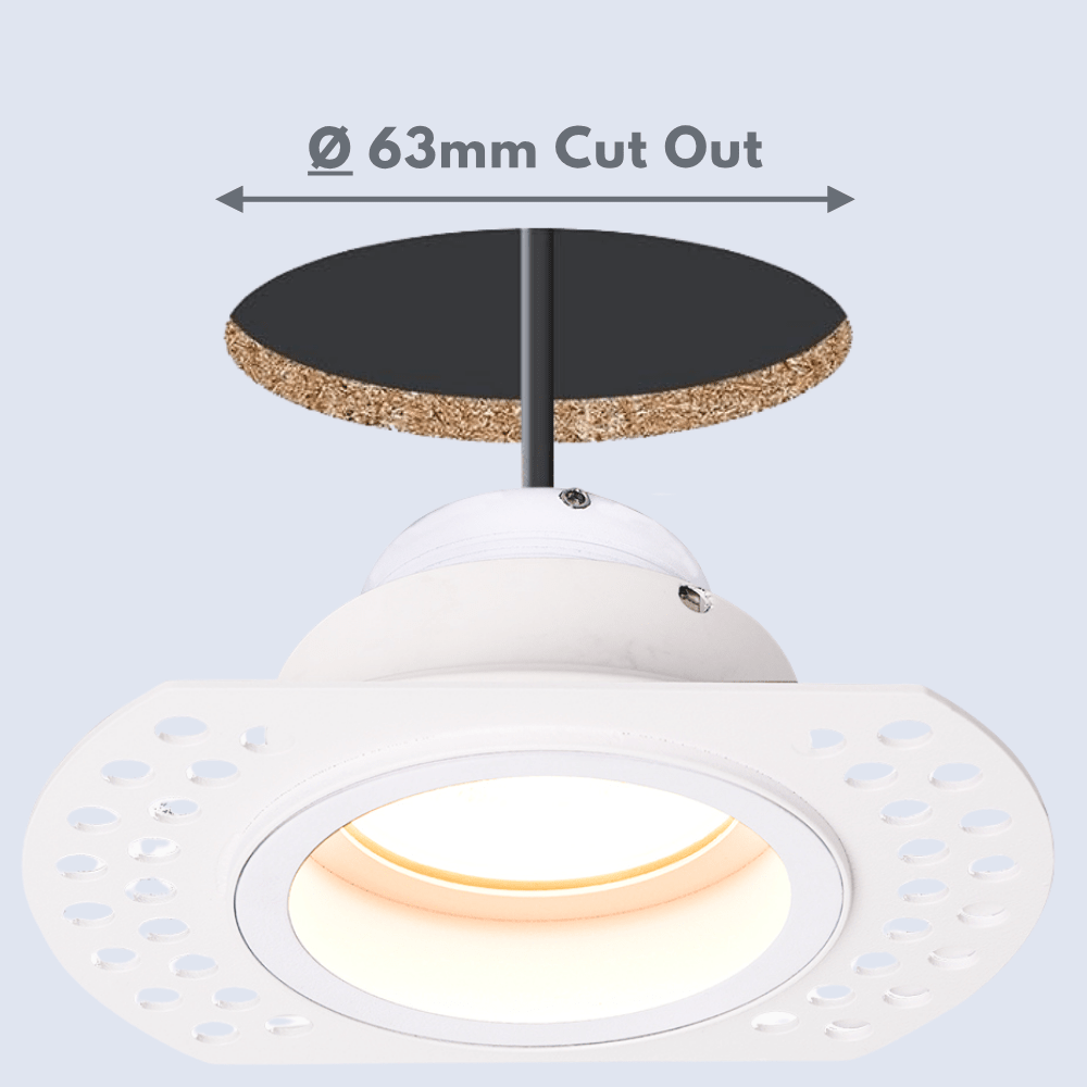 LIMA | Plaster - in Trimless Round | Fire Rated | Baffle Anti Glare Downlight | GU10 | White - LightHub Direct