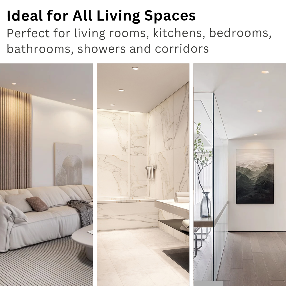 LIMA | Plaster-in Trimless Round | Fire Rated | Baffle Anti Glare Downlight | GU10 | White