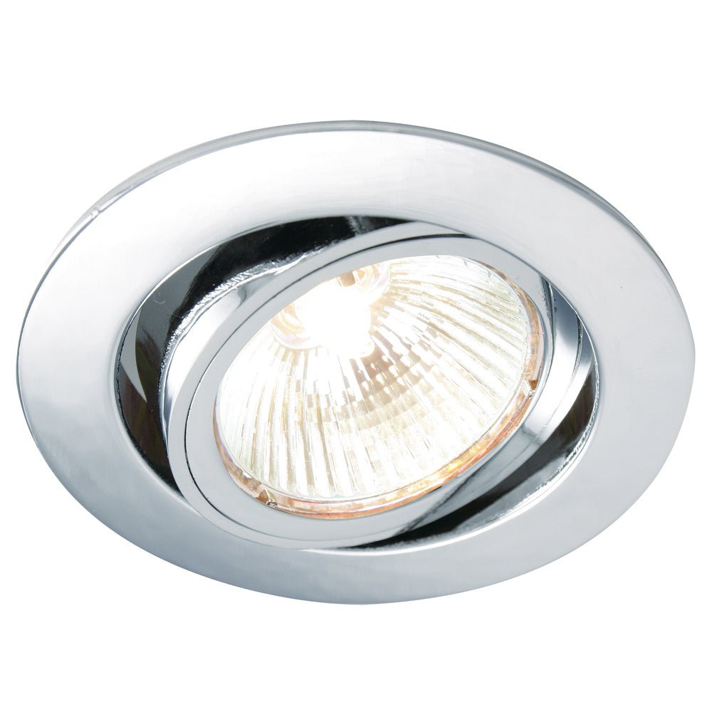 LED Adjustable Tilt Recessed Dimmable Downlight Fitting | 6W GU10 | 3000K Warm White | IP20 | Polished Chrome - LightHub Direct