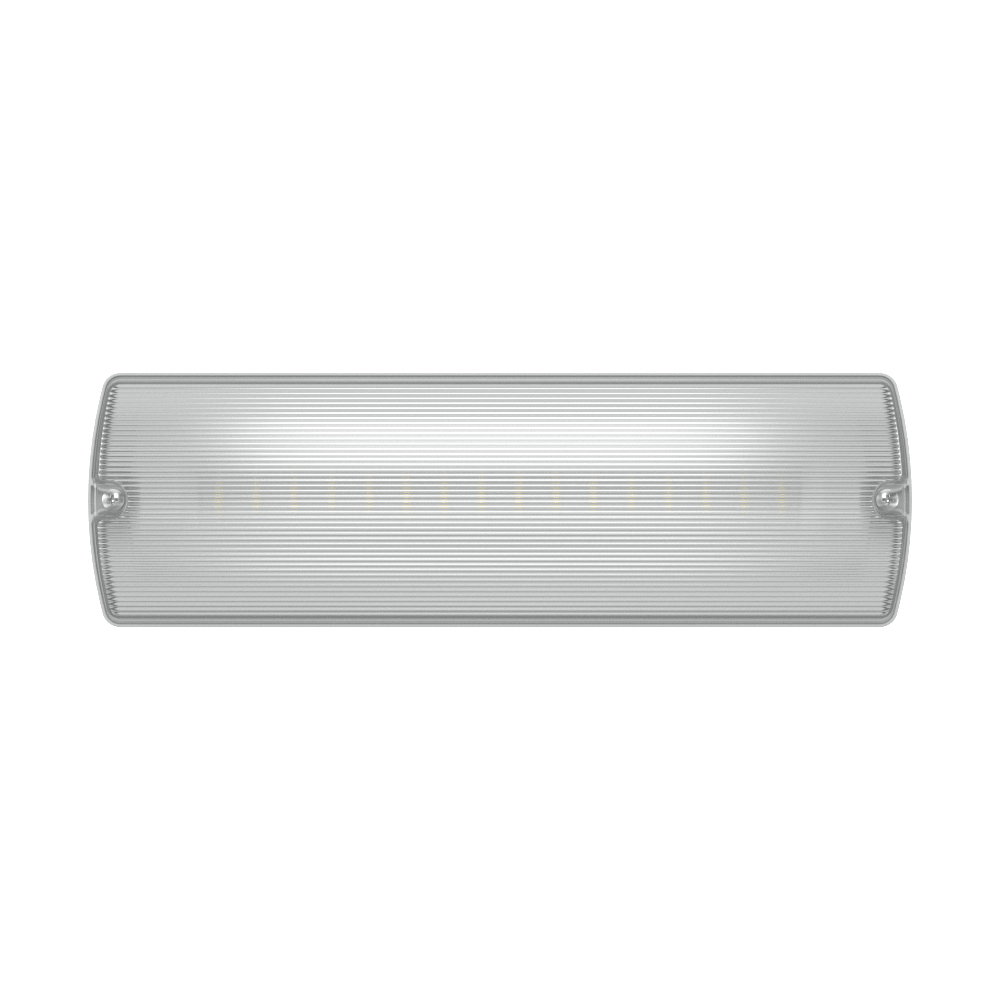 APEX - 4 Rectangle Fire Exit Bulkhead Light Fitting | LED 3.5W 254lm | 4000K Daylight White | IP65 | 3hr Emergency | Self Test - LightHub Direct