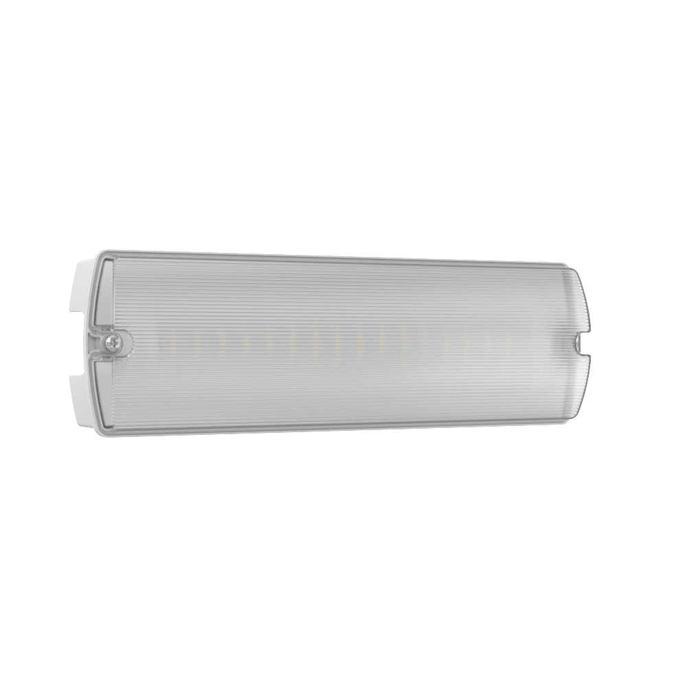 APEX - 4 Rectangle Fire Exit Bulkhead Light Fitting | LED 3.5W 254lm | 4000K Daylight White | IP65 | 3hr Emergency | Self Test - LightHub Direct