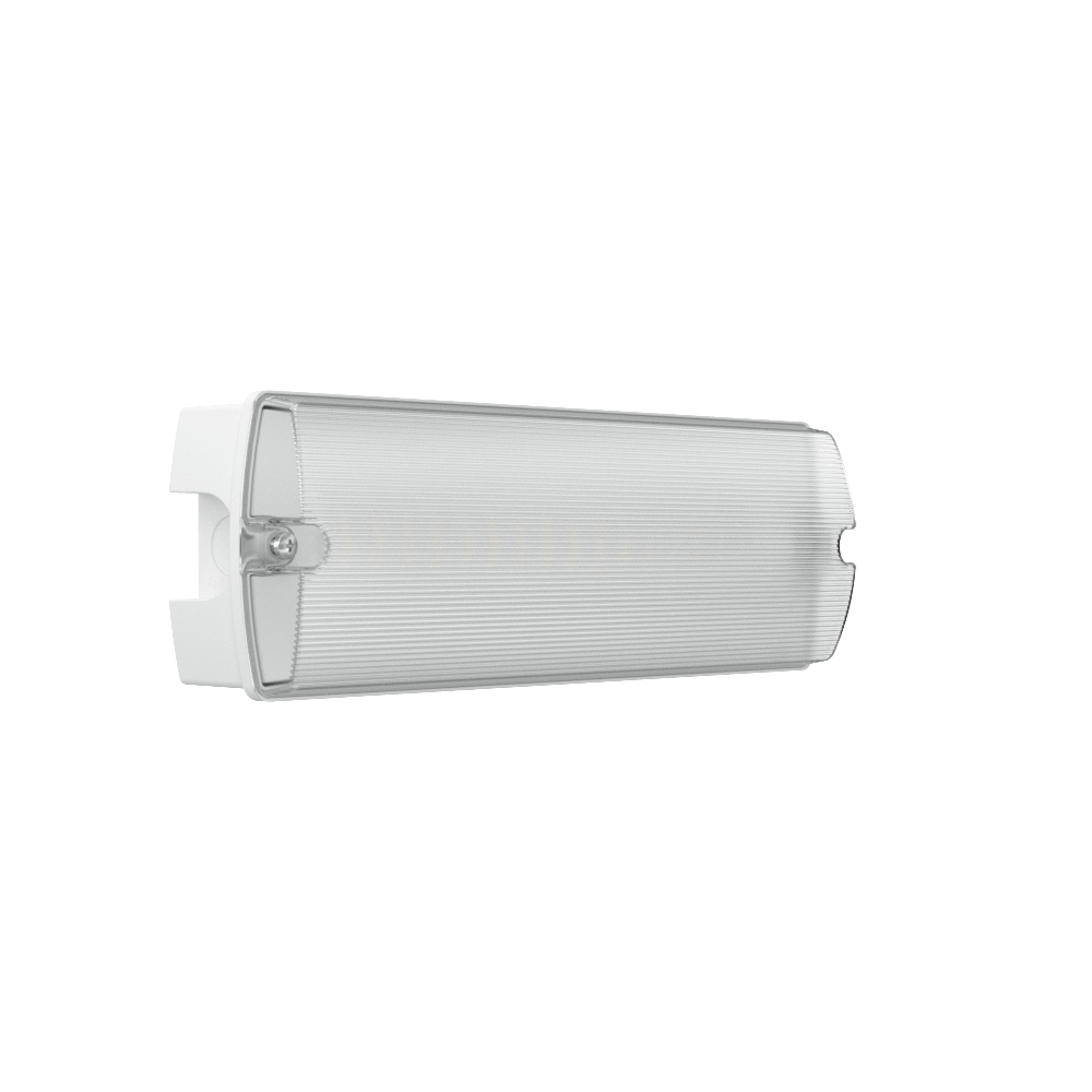 APEX - 4 Rectangle Fire Exit Bulkhead Light Fitting | LED 3.5W 254lm | 4000K Daylight White | IP65 | 3hr Emergency | Self Test - LightHub Direct