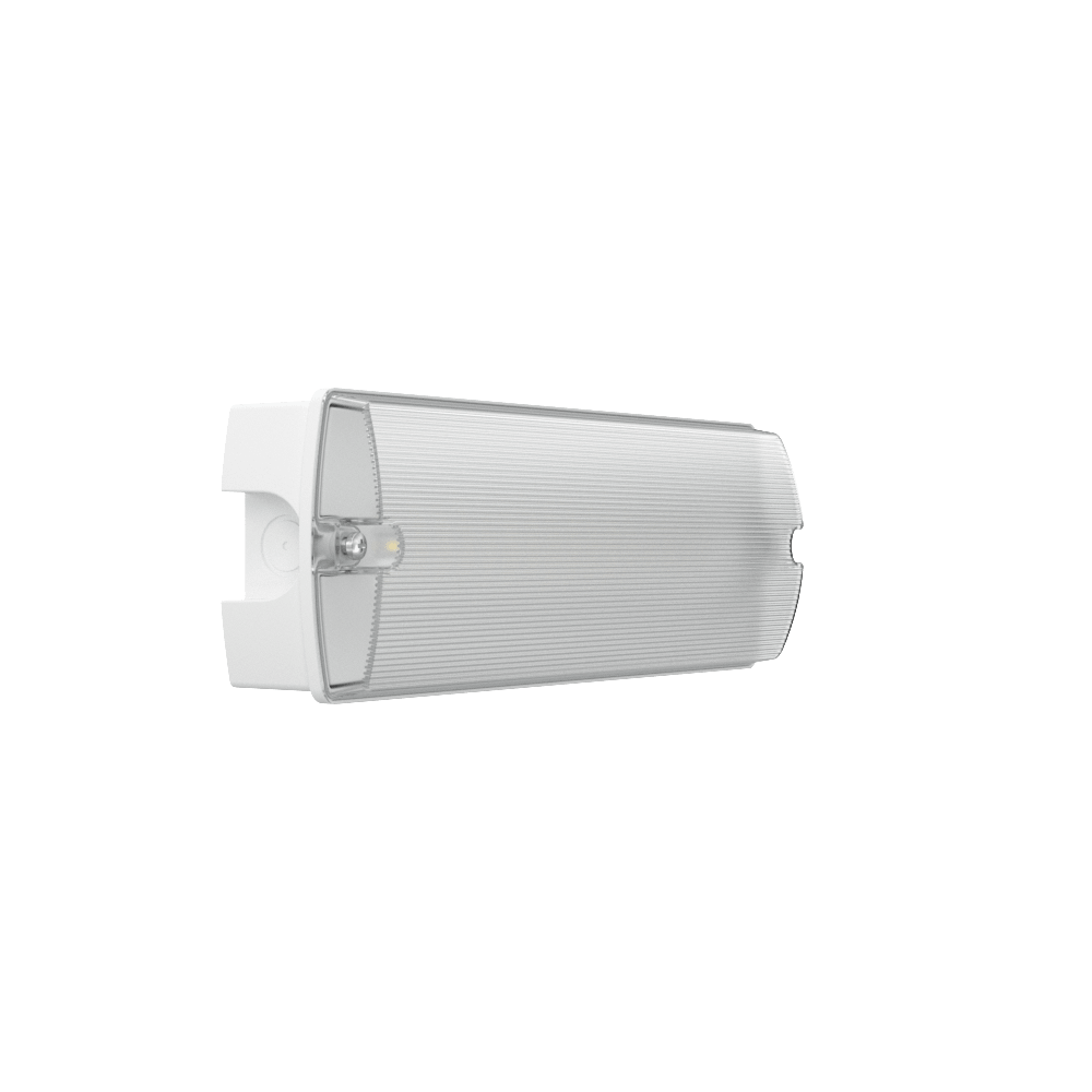 APEX - 4 Rectangle Fire Exit Bulkhead Light Fitting | LED 3.5W 254lm | 4000K Daylight White | IP65 | 3hr Emergency | Self Test - LightHub Direct