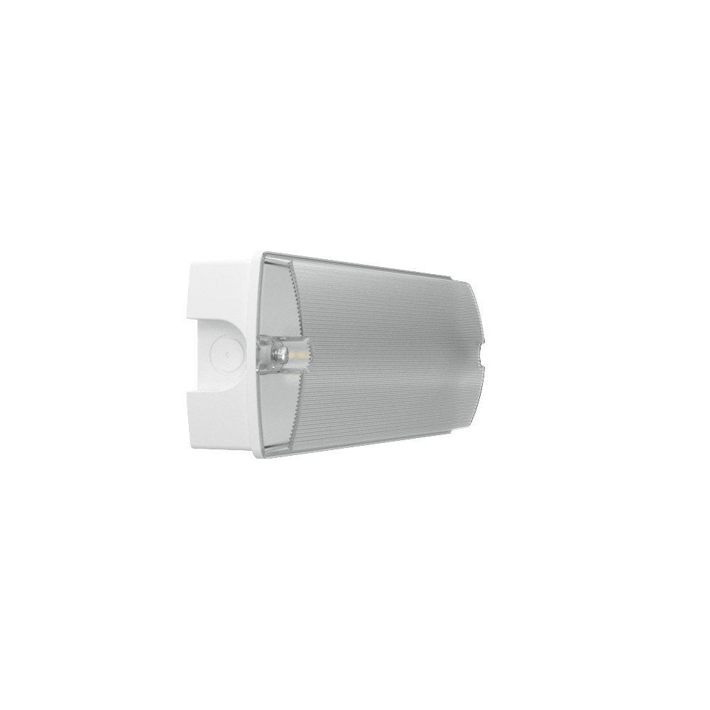 APEX - 4 Rectangle Fire Exit Bulkhead Light Fitting | LED 3.5W 254lm | 4000K Daylight White | IP65 | 3hr Emergency | Self Test - LightHub Direct