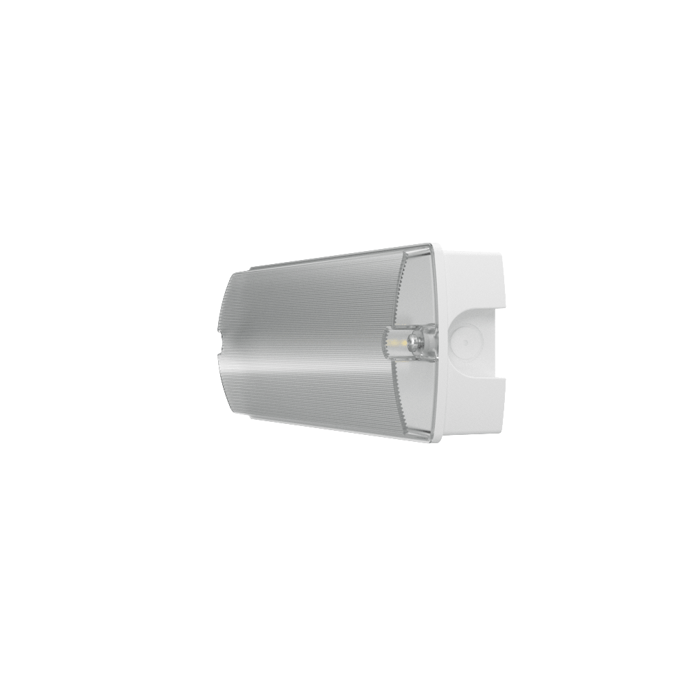 APEX - 4 Rectangle Fire Exit Bulkhead Light Fitting | LED 3.5W 254lm | 4000K Daylight White | IP65 | 3hr Emergency | Self Test - LightHub Direct
