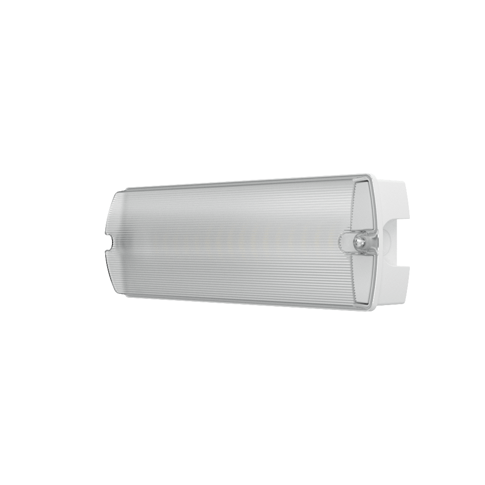 APEX - 4 Rectangle Fire Exit Bulkhead Light Fitting | LED 3.5W 254lm | 4000K Daylight White | IP65 | 3hr Emergency | Self Test - LightHub Direct