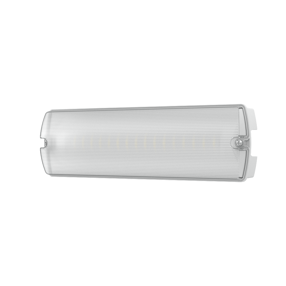 APEX - 4 Rectangle Fire Exit Bulkhead Light Fitting | LED 3.5W 254lm | 4000K Daylight White | IP65 | 3hr Emergency | Self Test - LightHub Direct