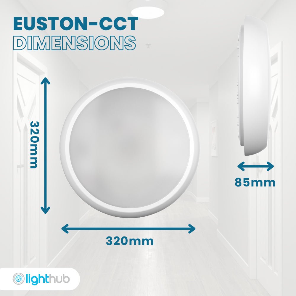 EUSTON CCT Slim Bulkhead Light Fitting | LED 14W 1430lm | CCT Tri - Colour Switchable | IP65 | Standard - LightHub Direct