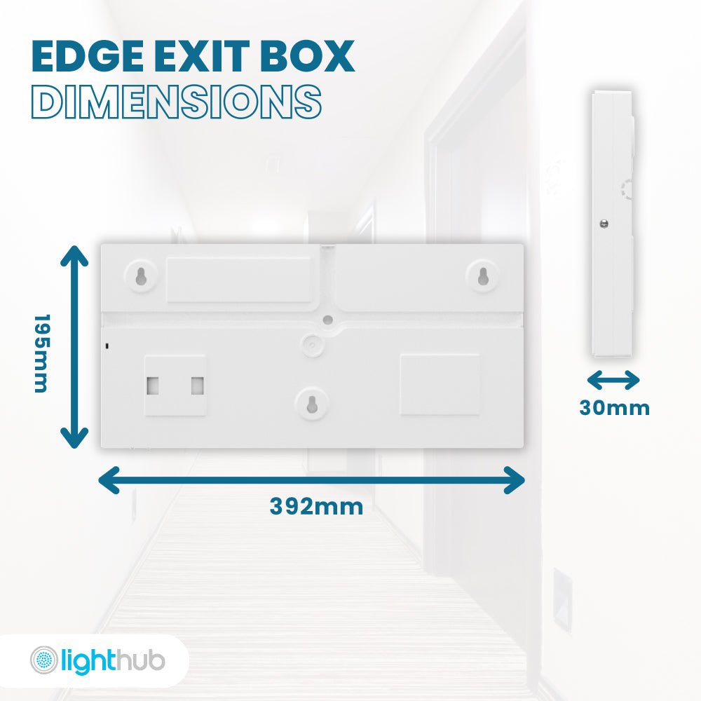 EDGE Slim Over Door Exit Box Running Man Light | LED 3W 200lm | 6000K Daylight White | IP20 | 3hr Emergency Function | UP, DOWN, LEFT & RIGHT Arrows - LightHub Direct