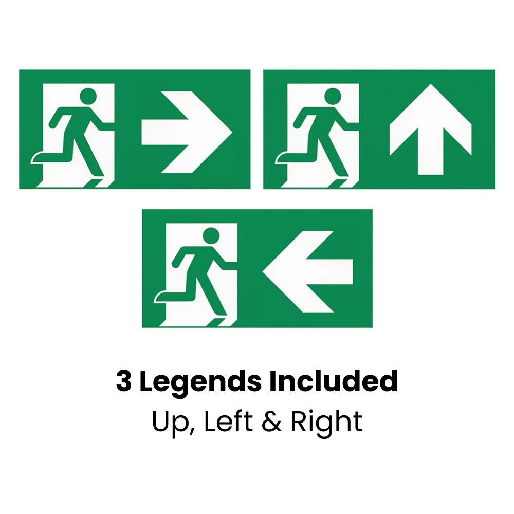 EDGE Slim Over Door Exit Box Running Man Light | LED 3W 200lm | 6000K Daylight White | IP20 | 3hr Emergency Function | UP, DOWN, LEFT & RIGHT Arrows