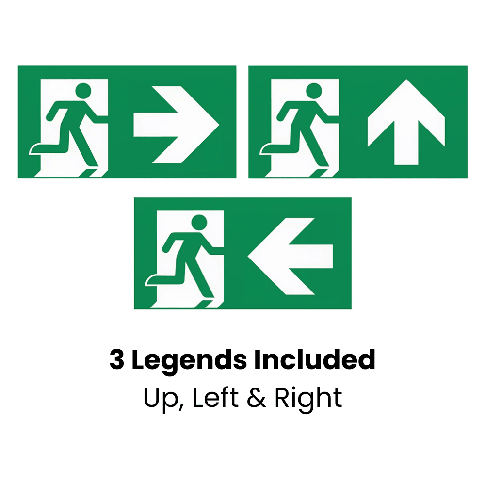 EDGE Slim Over Door Exit Box Running Man Light | LED 3W 200lm | 6000K Daylight White | IP20 | 3hr Emergency Function | UP, DOWN, LEFT & RIGHT Arrows - LightHub Direct
