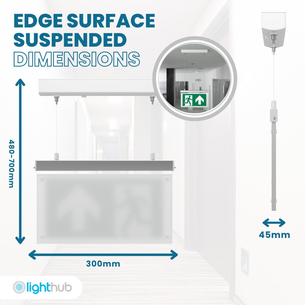 EDGE Emergency Exit Running Man Sign | LED 3W 40LM | 6000K Daylight | IP20 | Surface Mounted Suspended - LightHub Direct