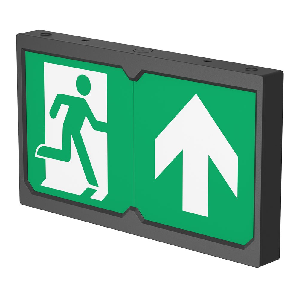 Surface Wall Exit Box Running Man Sign Light | LED 3W 100lm | 4000K Neutral White | IP20 | 3hr Emergency | Black - LightHub Direct