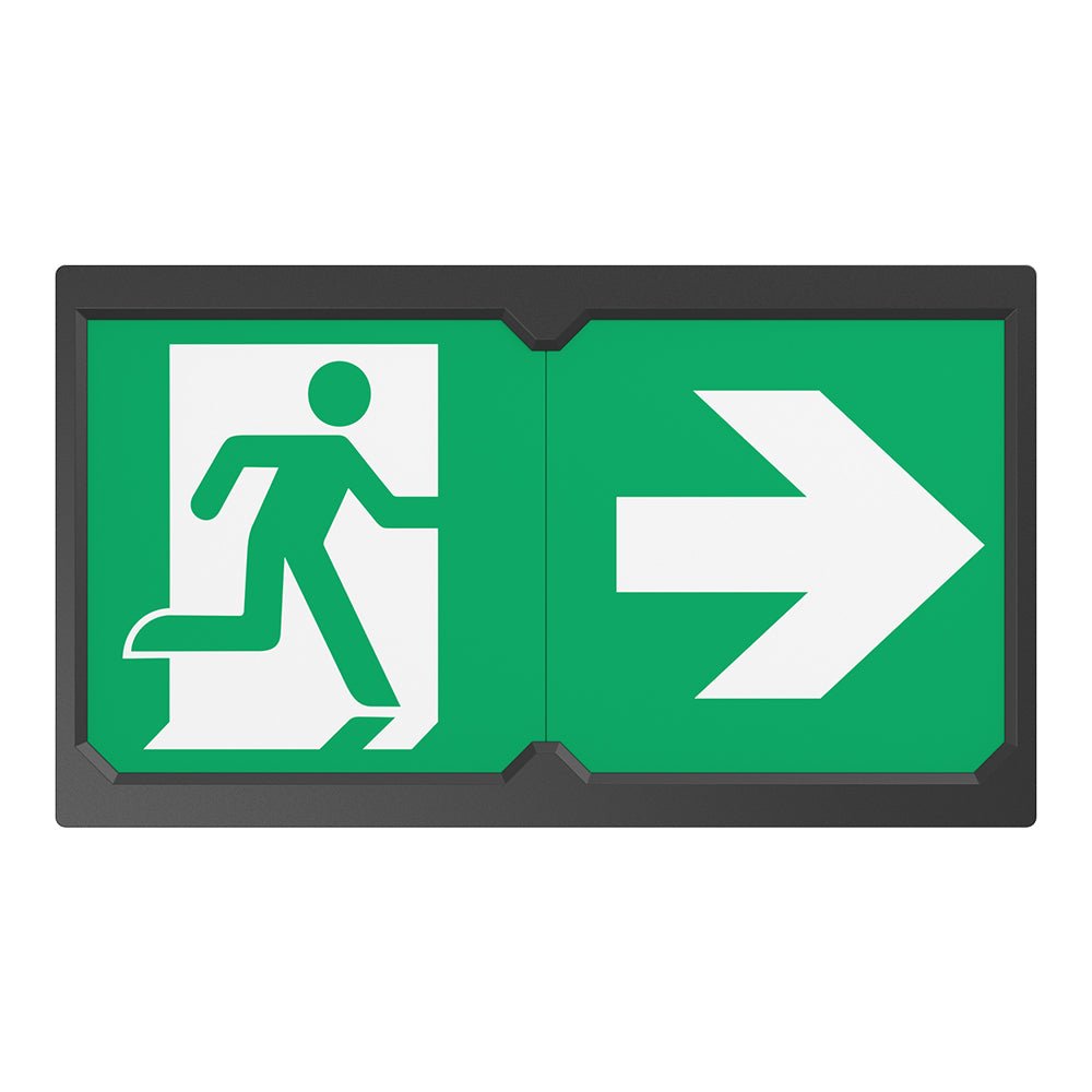 Surface Wall Exit Box Running Man Sign Light | LED 3W 100lm | 4000K Neutral White | IP20 | 3hr Emergency | Black - LightHub Direct