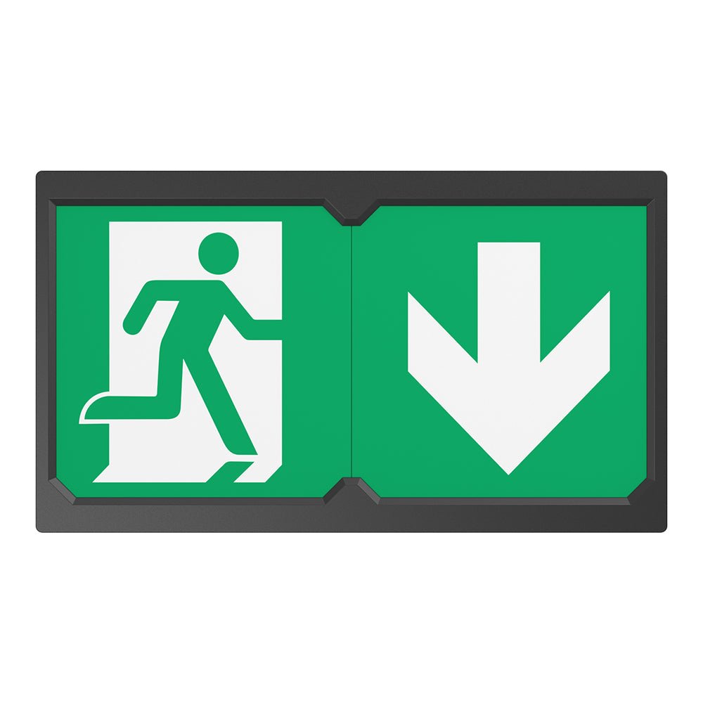 Surface Wall Exit Box Running Man Sign Light | LED 3W 100lm | 4000K Neutral White | IP20 | 3hr Emergency | Black - LightHub Direct