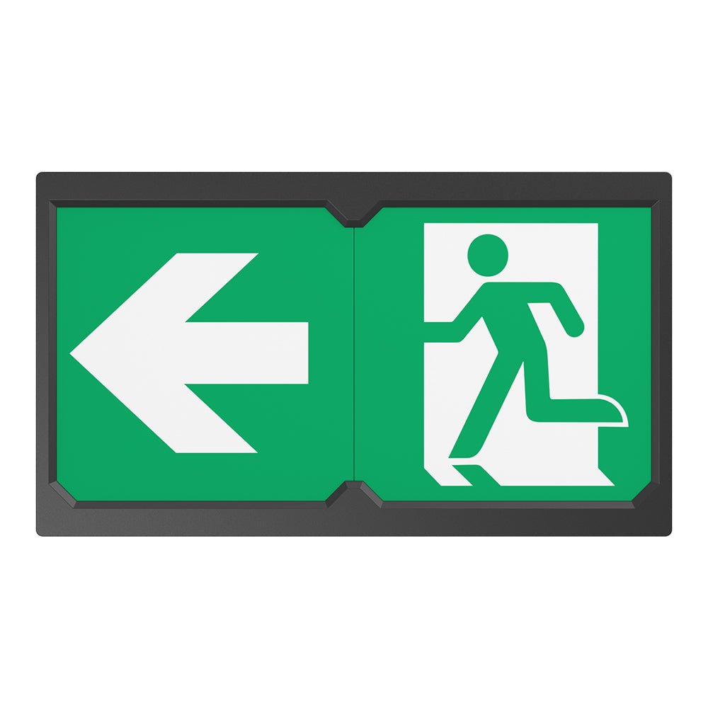 Surface Wall Exit Box Running Man Sign Light | LED 3W 100lm | 4000K Neutral White | IP20 | 3hr Emergency | Black - LightHub Direct