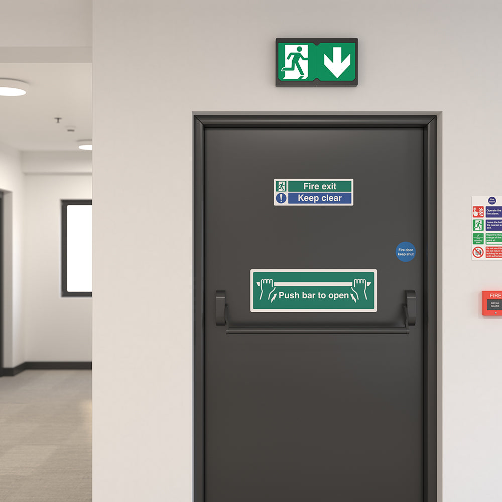 Surface Wall Exit Box Running Man Sign Light | LED 3W 100lm | 4000K Neutral White | IP20 | 3hr Emergency | Black