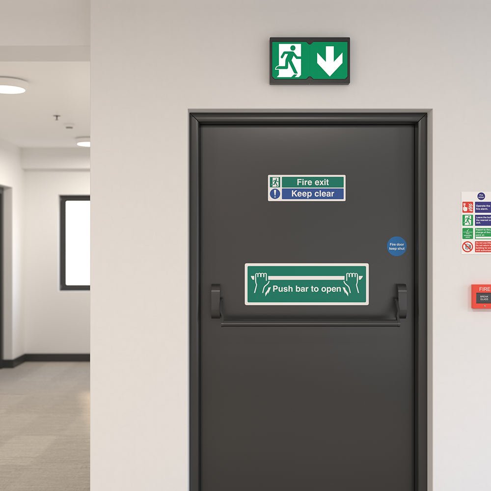 Surface Wall Exit Box Running Man Sign Light | LED 3W 100lm | 4000K Neutral White | IP20 | 3hr Emergency | Black - LightHub Direct