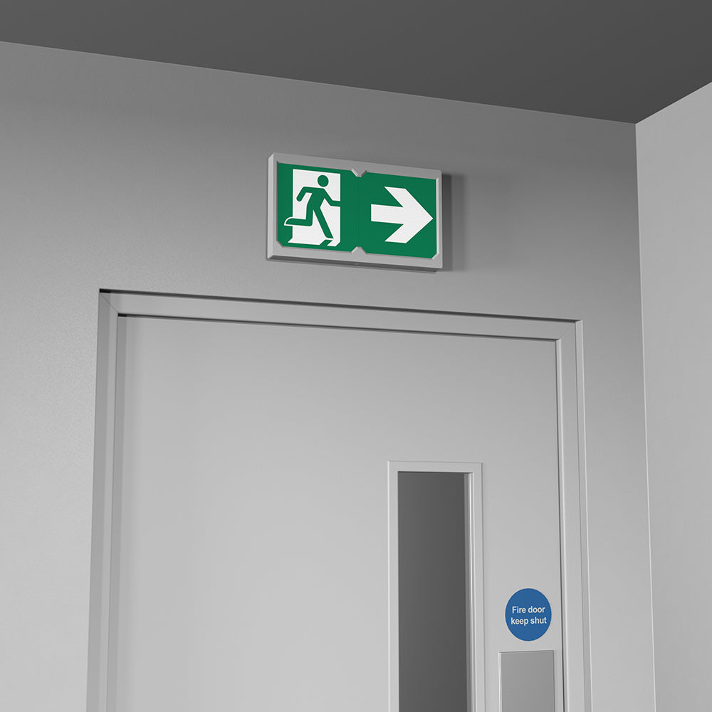 Surface Wall Exit Box Running Man Sign Light | LED 3W 100lm | 4000K Neutral White | IP20 | 3hr Emergency | White