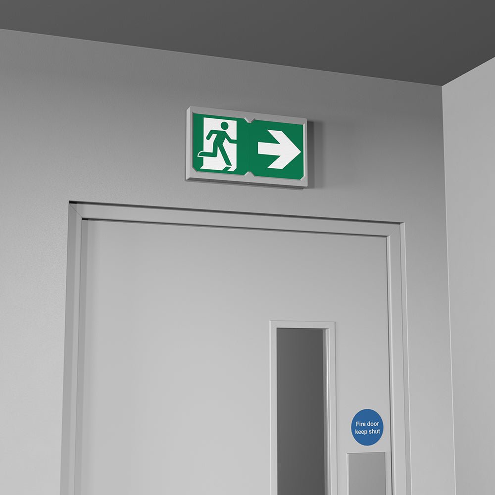 Surface Wall Exit Box Running Man Sign Light | LED 3W 100lm | 4000K Neutral White | IP20 | 3hr Emergency | White - LightHub Direct
