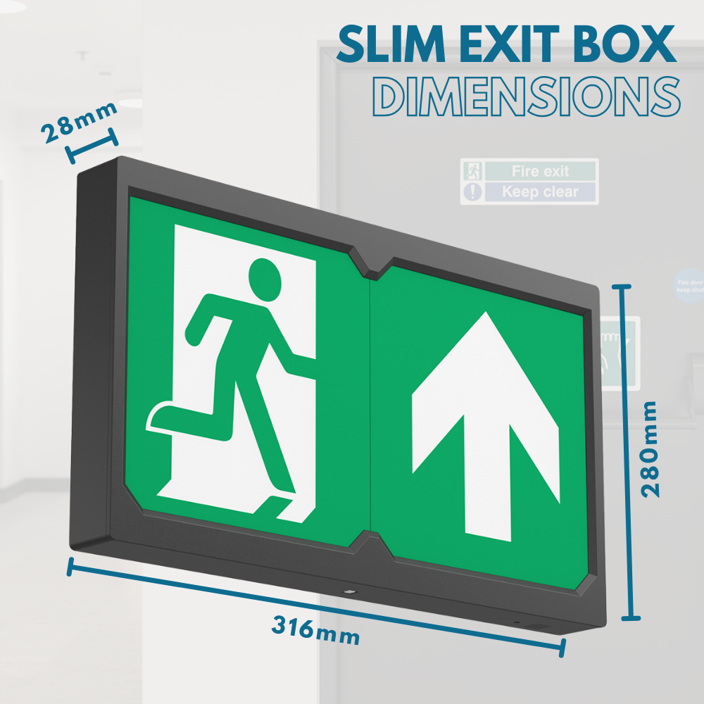 Surface Wall Exit Box Running Man Sign Light | LED 3W 100lm | 4000K Neutral White | IP20 | 3hr Emergency | Black