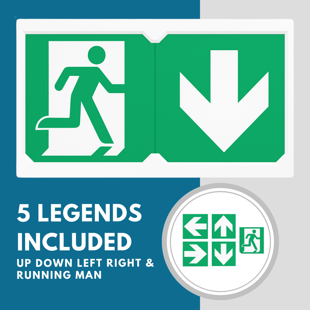 Surface Wall Exit Box Running Man Sign Light | LED 3W 100lm | 4000K Neutral White | IP20 | 3hr Emergency | White - LightHub Direct