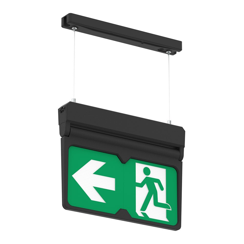 MULTI | Hanging Ceiling Surface Exit Running Man Sign Light | LED 3W 200lm | 4000K Neutral White | IP20 | 3hr Emergency | Black - LightHub Direct