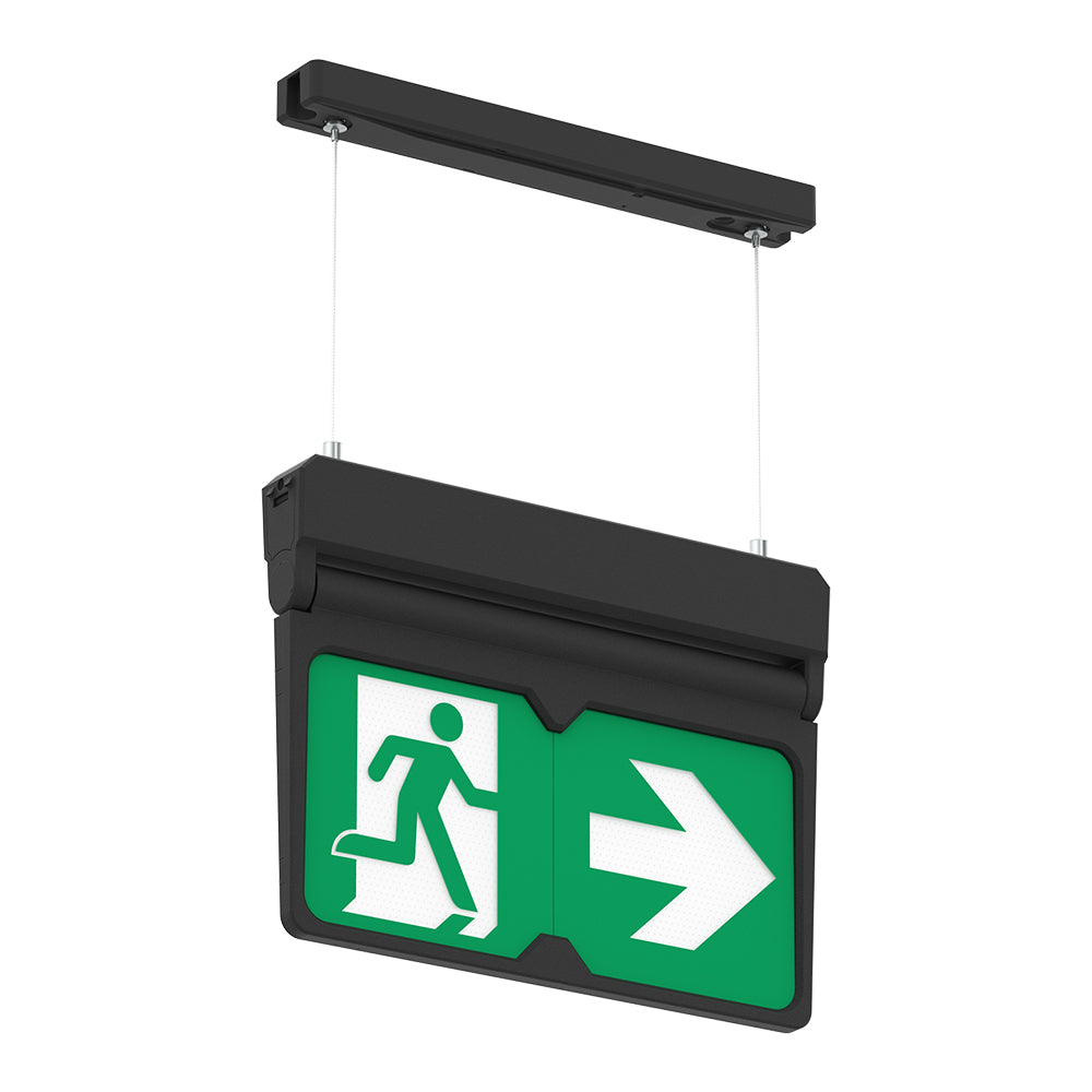 MULTI | Hanging Ceiling Surface Exit Running Man Sign Light | LED 3W 200lm | 4000K Neutral White | IP20 | 3hr Emergency | Black