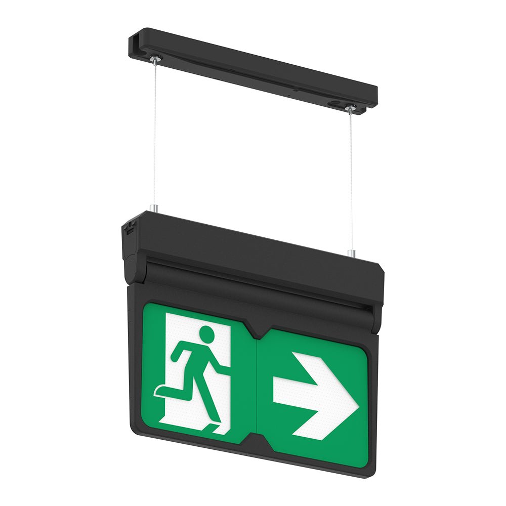 MULTI | Hanging Ceiling Surface Exit Running Man Sign Light | LED 3W 200lm | 4000K Neutral White | IP20 | 3hr Emergency | Black - LightHub Direct
