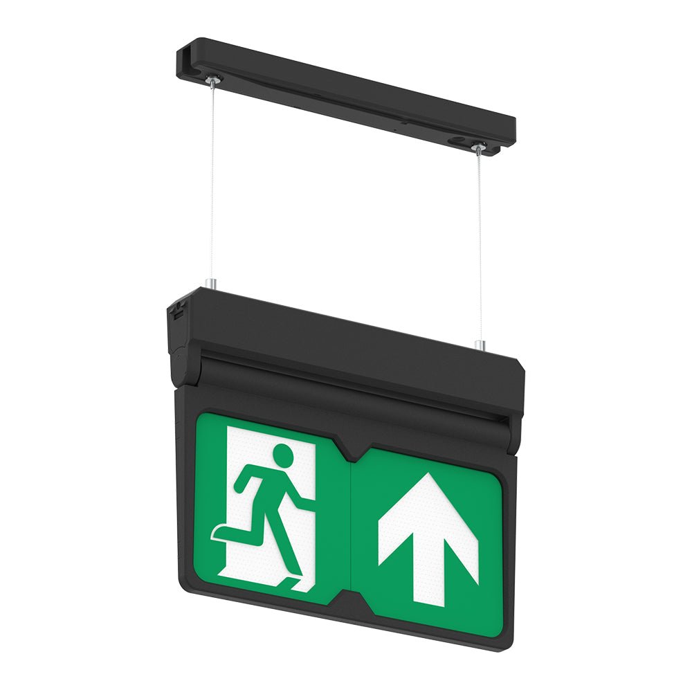 MULTI | Hanging Ceiling Surface Exit Running Man Sign Light | LED 3W 200lm | 4000K Neutral White | IP20 | 3hr Emergency | Black - LightHub Direct