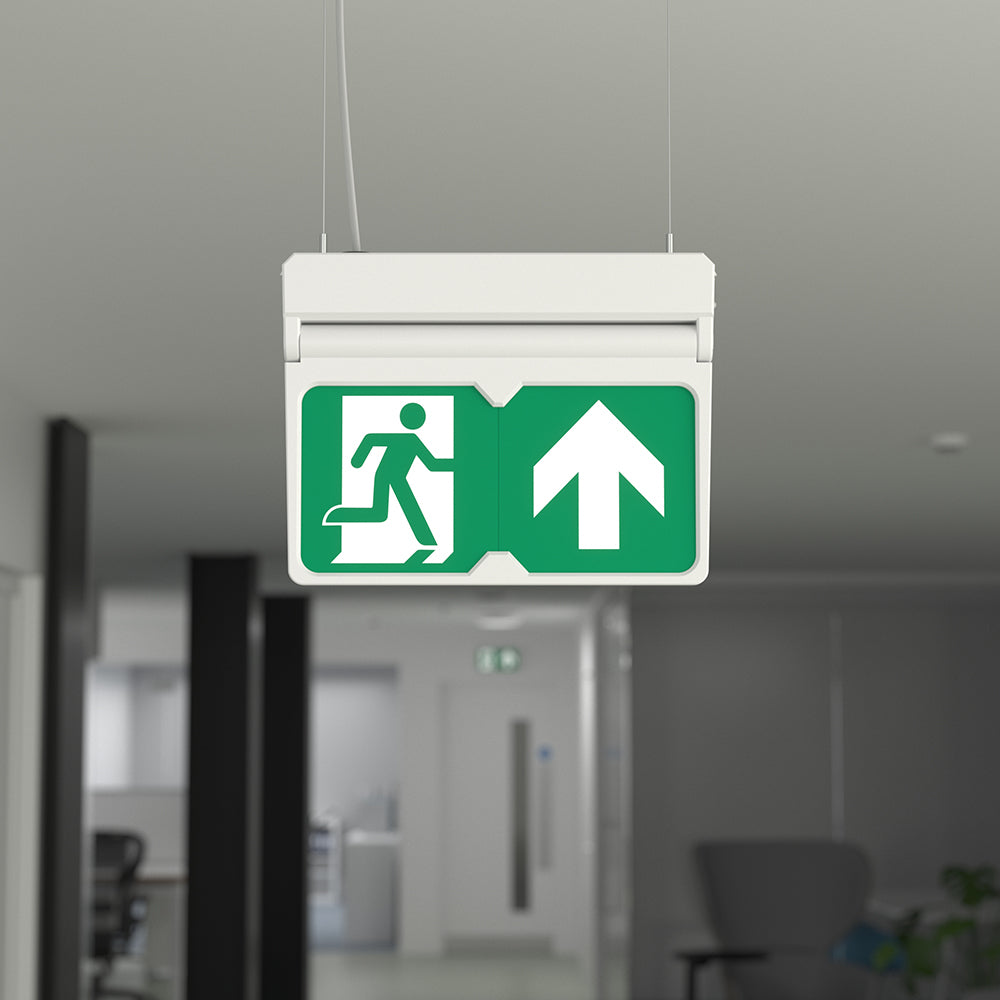 MULTI | Hanging Ceiling Surface Exit Running Man Sign Light | LED 3W 200lm | 4000K Neutral White | IP20 | 3hr Emergency | White