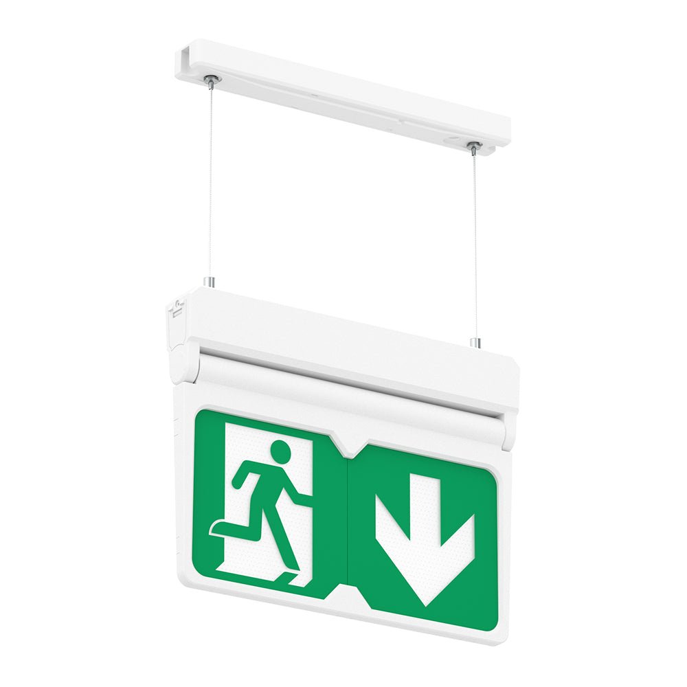 MULTI | Hanging Ceiling Surface Exit Running Man Sign Light | LED 3W 200lm | 4000K Neutral White | IP20 | 3hr Emergency | White - LightHub Direct