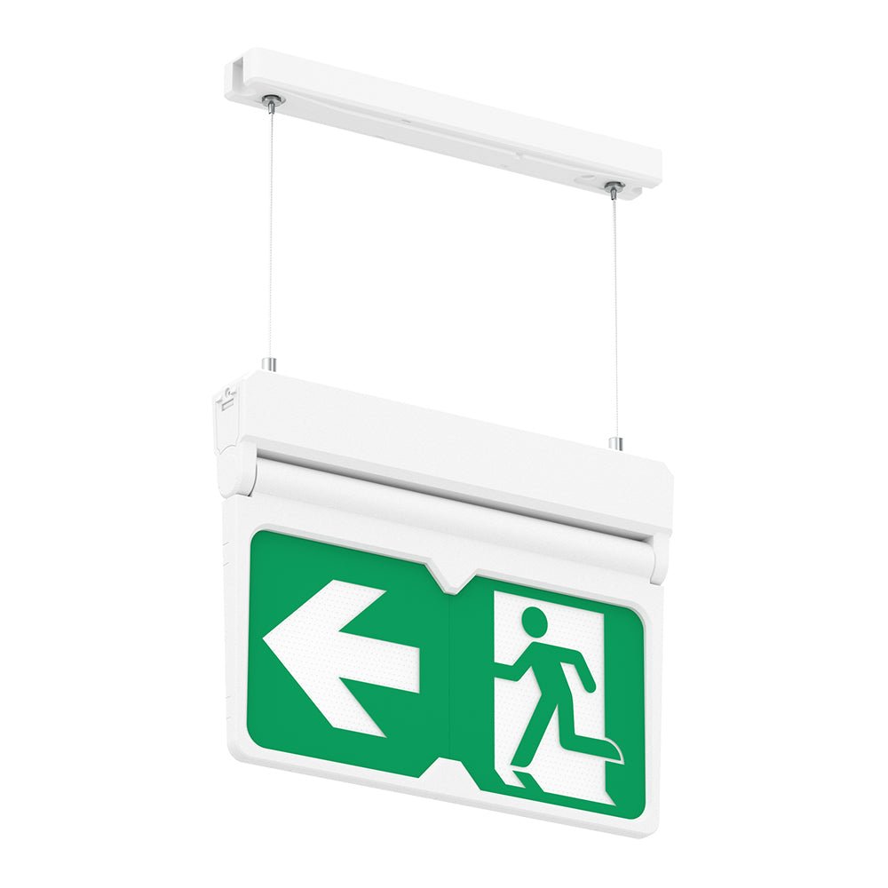 MULTI | Hanging Ceiling Surface Exit Running Man Sign Light | LED 3W 200lm | 4000K Neutral White | IP20 | 3hr Emergency | White - LightHub Direct
