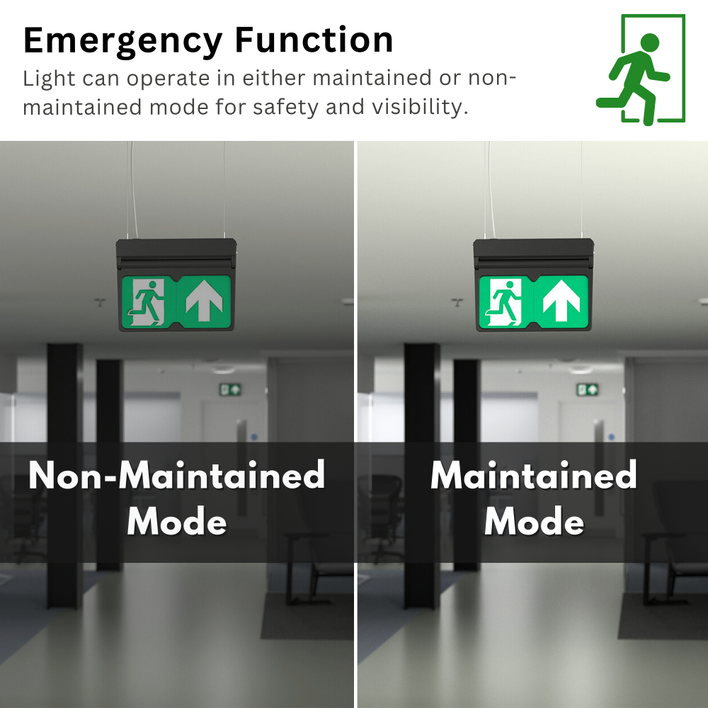 MULTI | Hanging Ceiling Surface Exit Running Man Sign Light | LED 3W 200lm | 4000K Neutral White | IP20 | 3hr Emergency | Black