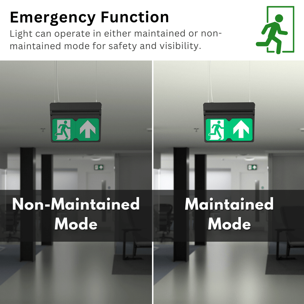 MULTI | Hanging Ceiling Surface Exit Running Man Sign Light | LED 3W 200lm | 4000K Neutral White | IP20 | 3hr Emergency | Black - LightHub Direct
