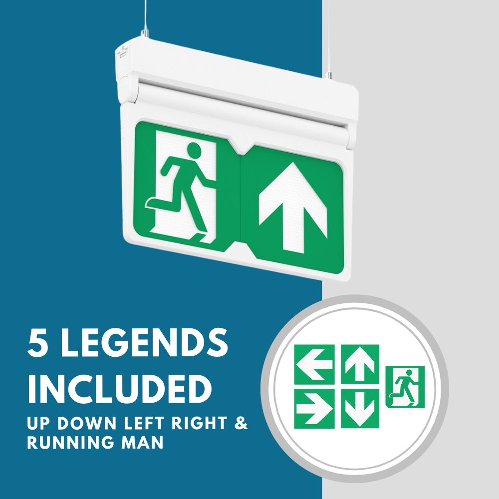 MULTI | Hanging Ceiling Surface Exit Running Man Sign Light | LED 3W 200lm | 4000K Neutral White | IP20 | 3hr Emergency | White