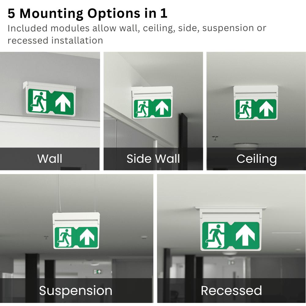 MULTI | Hanging Ceiling Surface Exit Running Man Sign Light | LED 3W 200lm | 4000K Neutral White | IP20 | 3hr Emergency | White - LightHub Direct