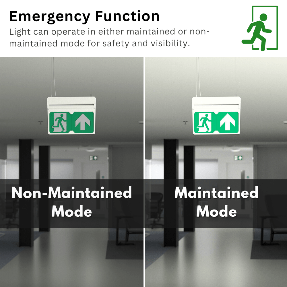 MULTI | Hanging Ceiling Surface Exit Running Man Sign Light | LED 3W 200lm | 4000K Neutral White | IP20 | 3hr Emergency | White - LightHub Direct