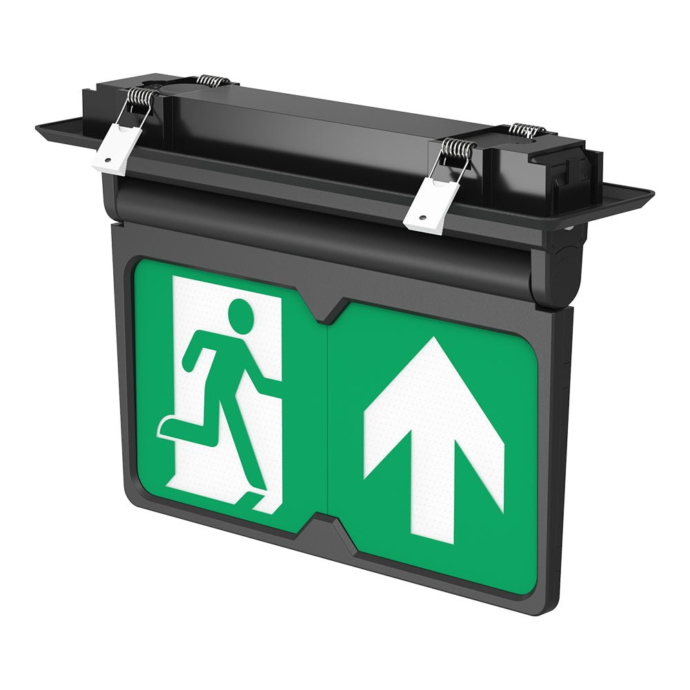 MULTI | Surface Ceiling Recessed Exit Running Man Sign Light | LED 3W 200lm | 4000K Neutral White | IP20 | 3hr Emergency | Black - LightHub Direct