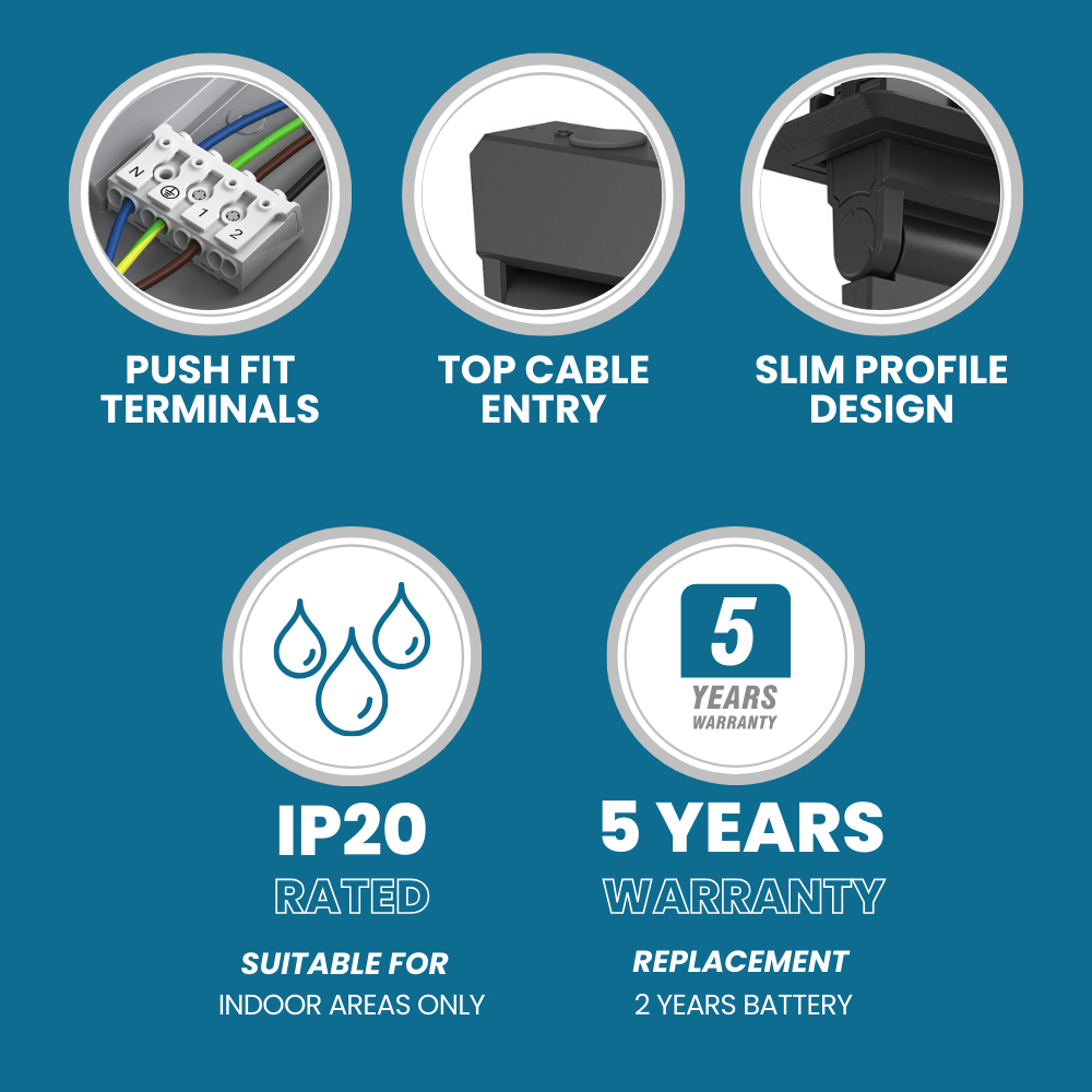 MULTI | Surface Ceiling Recessed Exit Running Man Sign Light | LED 3W 200lm | 4000K Neutral White | IP20 | 3hr Emergency | Black