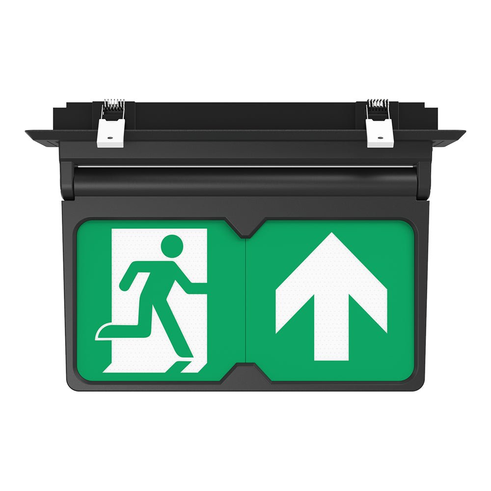 MULTI | Surface Ceiling Recessed Exit Running Man Sign Light | LED 3W 200lm | 4000K Neutral White | IP20 | 3hr Emergency | Black - LightHub Direct