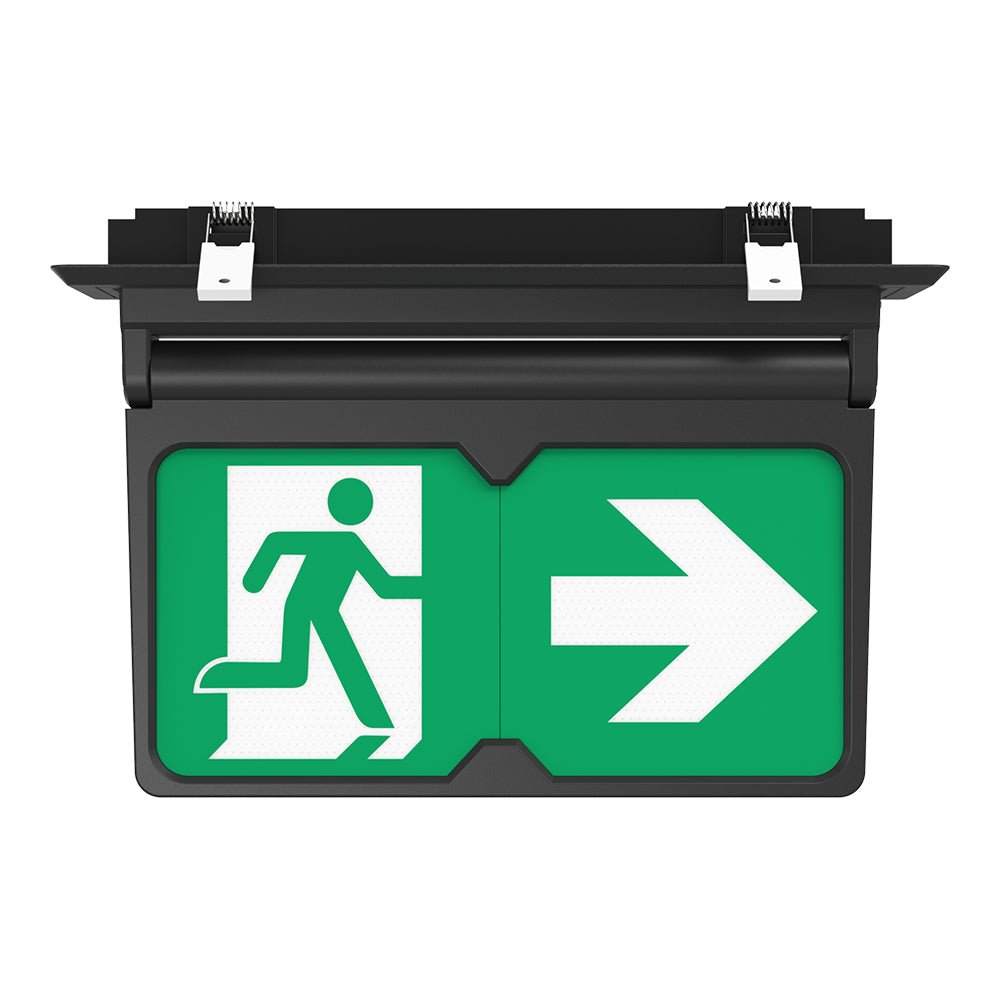 MULTI | Surface Ceiling Recessed Exit Running Man Sign Light | LED 3W 200lm | 4000K Neutral White | IP20 | 3hr Emergency | Black - LightHub Direct