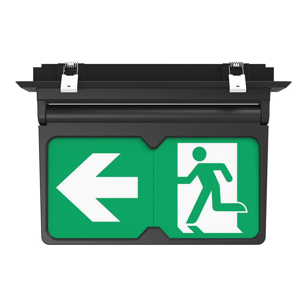 MULTI | Surface Ceiling Recessed Exit Running Man Sign Light | LED 3W 200lm | 4000K Neutral White | IP20 | 3hr Emergency | Black - LightHub Direct