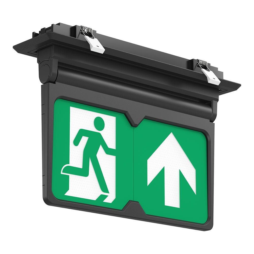 MULTI | Surface Ceiling Recessed Exit Running Man Sign Light | LED 3W 200lm | 4000K Neutral White | IP20 | 3hr Emergency | Black - LightHub Direct