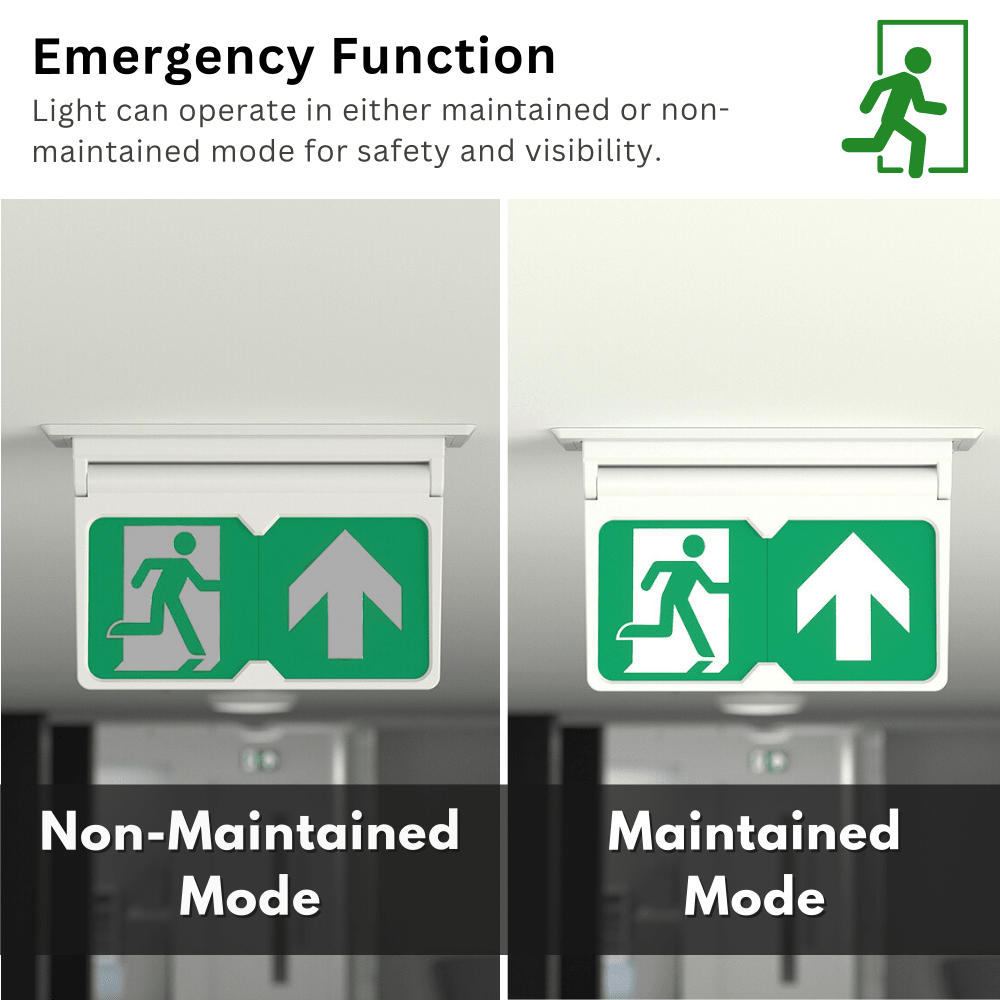 MULTI | Surface Ceiling Recessed Exit Running Man Sign Light | LED 3W 200lm | 4000K Neutral White | IP20 | 3hr Emergency | White - LightHub Direct